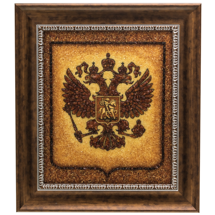 Amber painting "Coat of Arms of the Russian Federation"