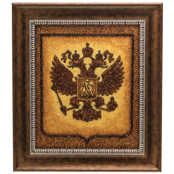 Amber painting "Coat of Arms of the Russian Federation"