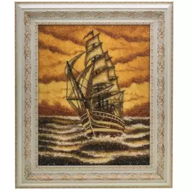 Картина из янтаря "Парусник" малая