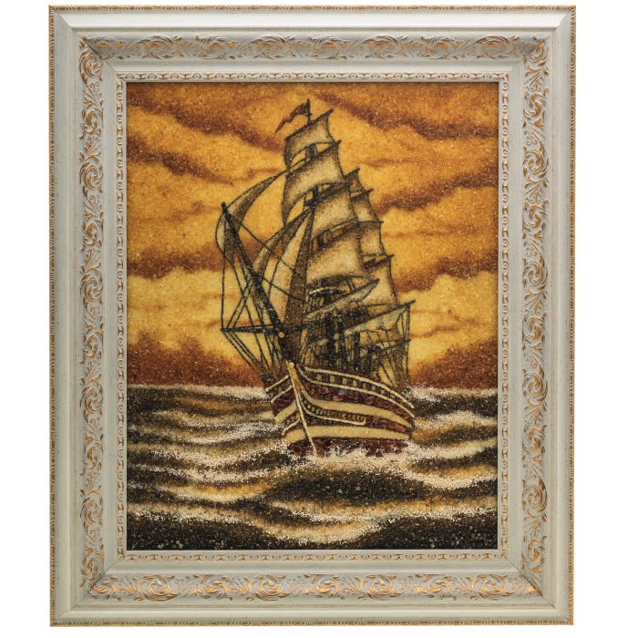 Amber painting "Sailboat" (small)