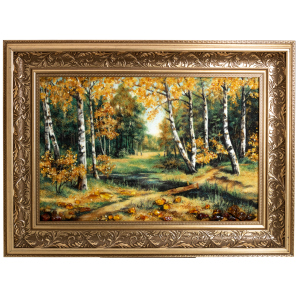 Amber painting "Birch Grove"