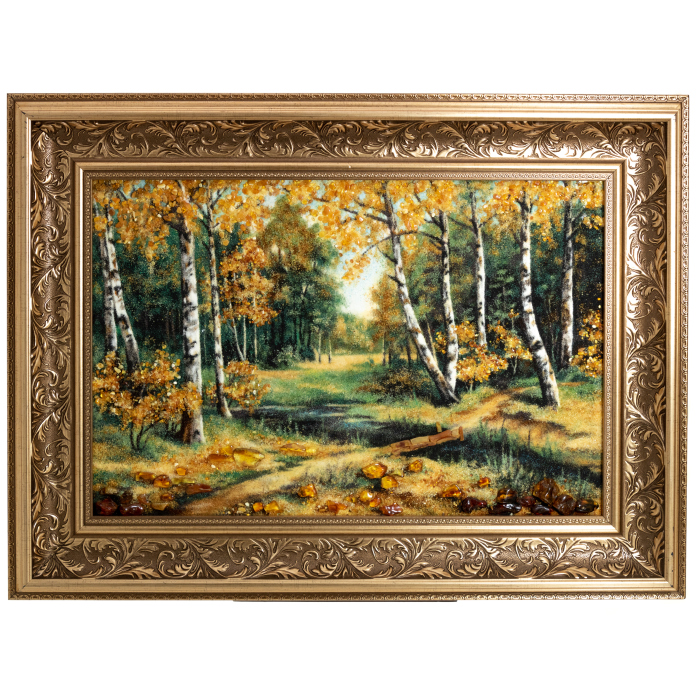 Amber painting "Birch Grove"