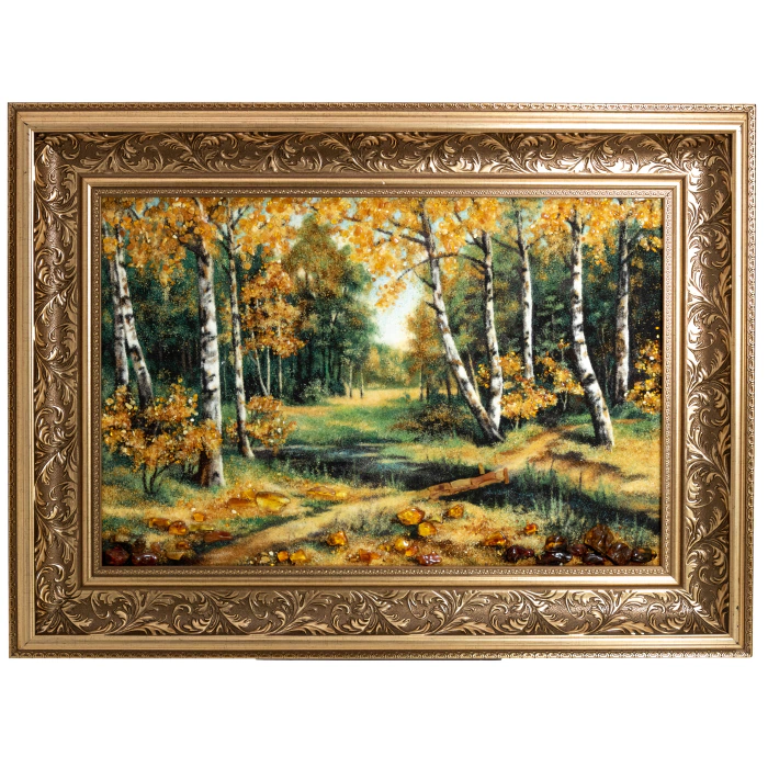 Amber painting "Birch Grove"