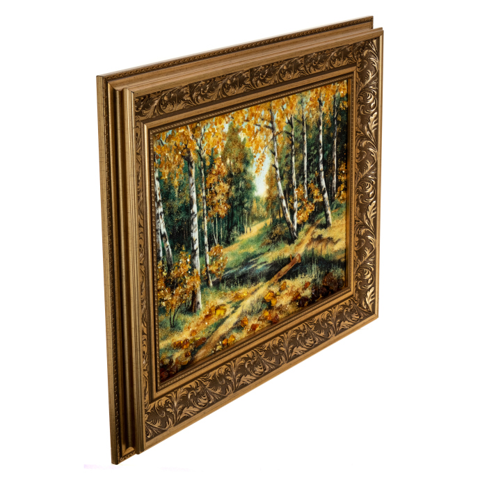Amber painting "Birch Grove"