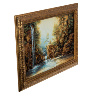 Amber painting "Waterfall in the forest"