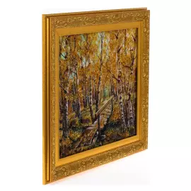 Картина из янтаря "Утро в осеннем лесу"