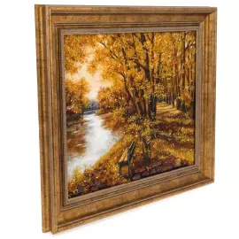 Картина из янтаря "Лавочка в парке"