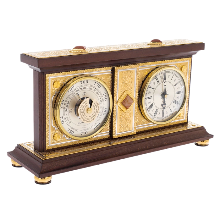 Horizontal desktop weather station with clock, Zlatoust