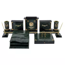 Настольный письменный набор "Герб РФ" из змеевика