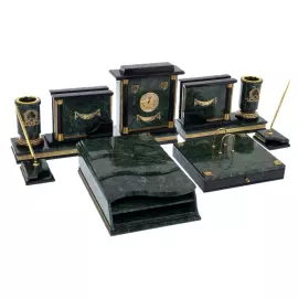 Настольный письменный набор "Герб РФ" из змеевика