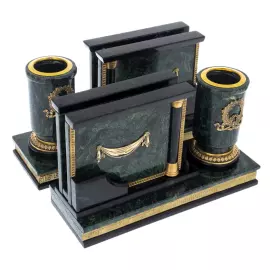 Настольный письменный набор "Герб РФ" из змеевика