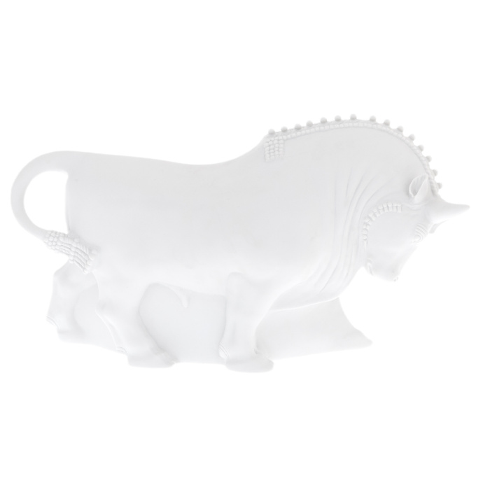 Porcelain sculpture "Samson the Bull" white