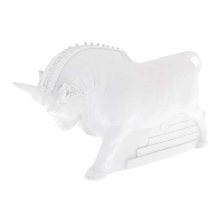 Porcelain sculpture "Samson the Bull" white