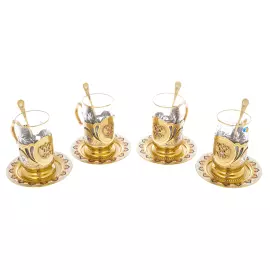 Чайный набор "Герб РФ" на 4 персоны, Златоуст