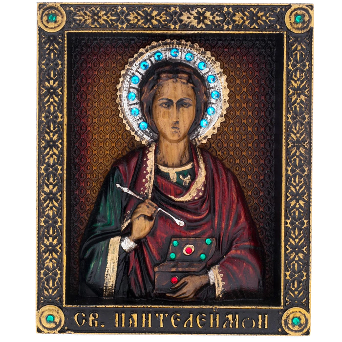 Wooden icon "Saint Healer Panteleimon"