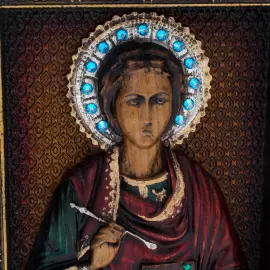 Икона из дерева "Святой Целитель Пантелеймон"