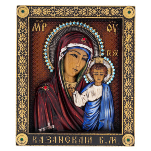 Икона из дерева "Казанская Божья Матерь"