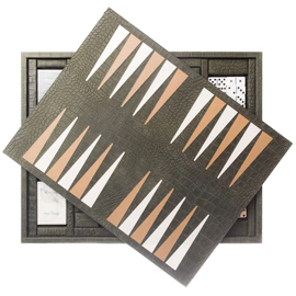 Exclusive set of "Alligator" games made of leather, khaki