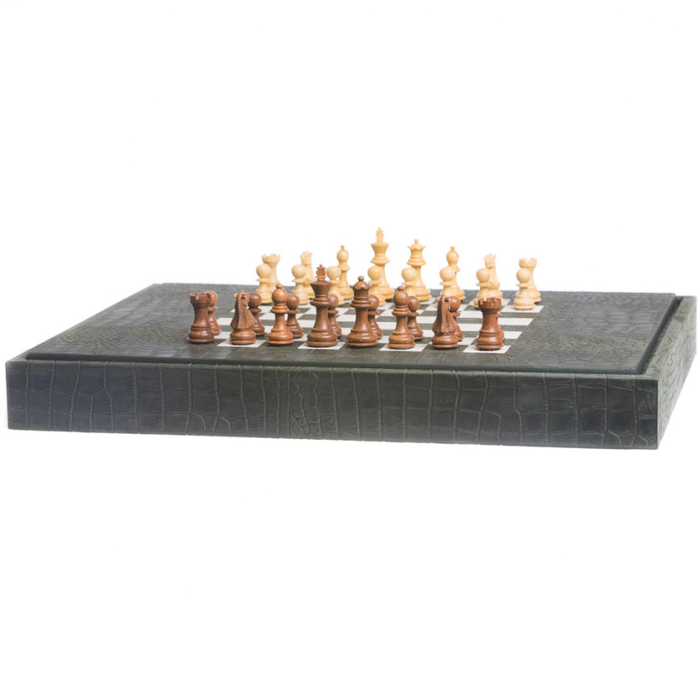 Exclusive set of "Alligator" games made of leather, khaki