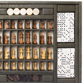 Exclusive set of "Alligator" games made of leather, khaki