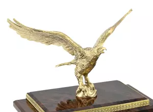 Часы каминные из коричневого обсидиана "Орёл"