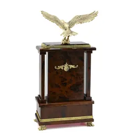 Часы каминные из коричневого обсидиана "Орёл"