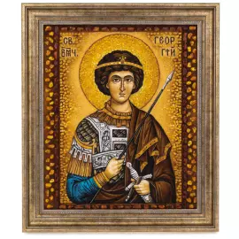 Икона из янтаря "Георгий Победоносец"