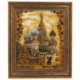 Картина из янтаря "Храм Василия Блаженного"