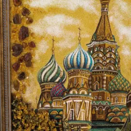 Картина из янтаря "Храм Василия Блаженного"