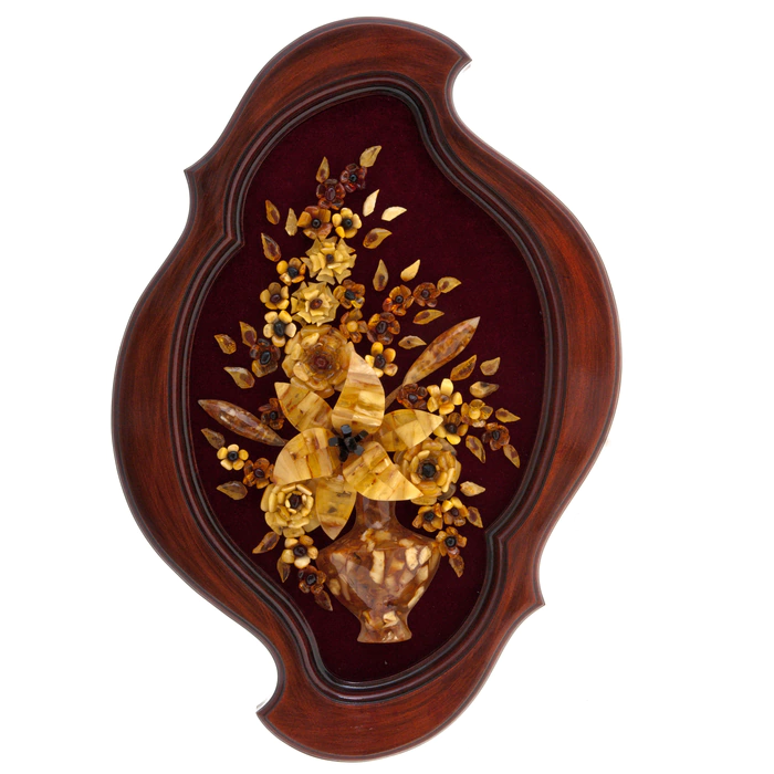 Figured amber panel "Bouquet with lily" (red)