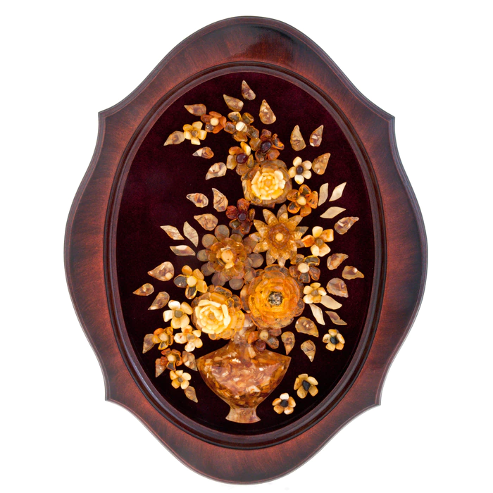 Figured amber panel "Delicate bouquet" (red)