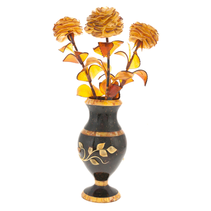 Amber composition "3 roses" in a vase