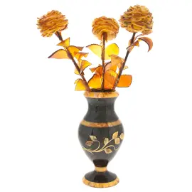 Композиция из янтаря "3 розы" в вазе