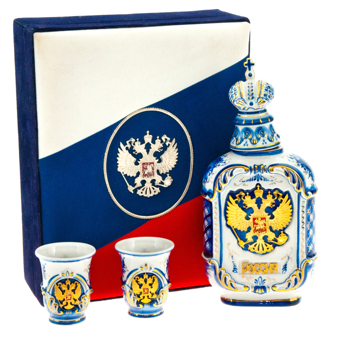 Vodka set "Gift" for 2 persons, Tricolor case