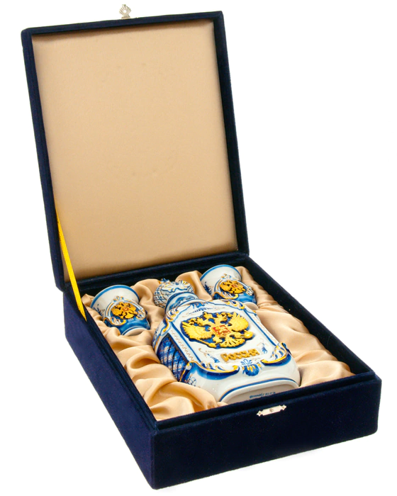 Vodka set "Gift" for 2 persons, Tricolor case