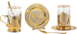 Чайный набор "Герб РФ" на 2 персоны, Златоуст