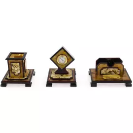 Настольный набор руководителя из янтаря "Герб РФ"