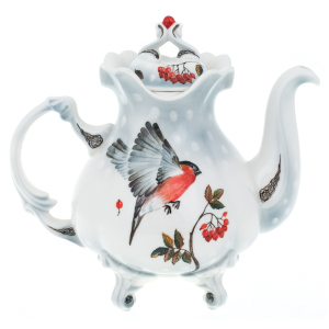 Teapot topping up "Bullfinch" (underglaze painting)