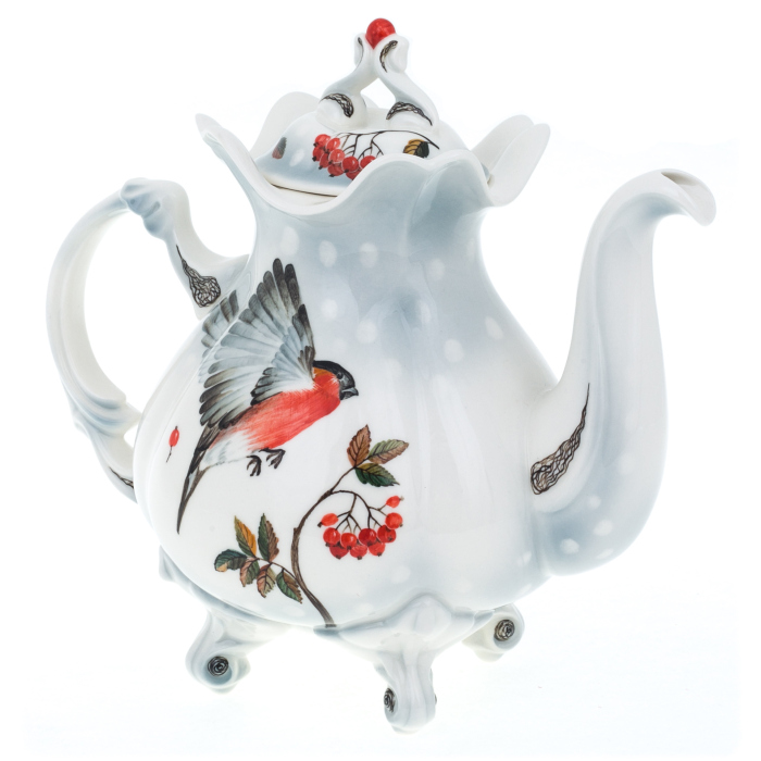 Teapot topping up "Bullfinch" (underglaze painting)