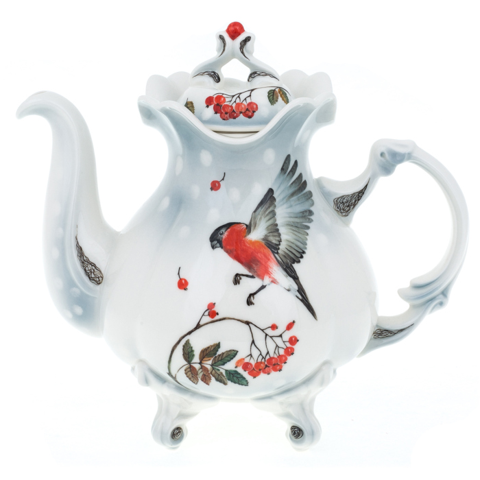 Teapot topping up "Bullfinch" (underglaze painting)