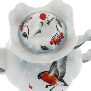 Teapot topping up "Bullfinch" (underglaze painting)