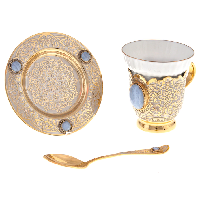 Elegant coffee set with agate, Zlatoust