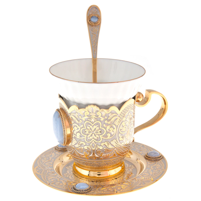 Elegant coffee set with agate, Zlatoust