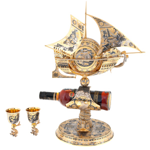 Sailboat rum set with clock, Zlatoust