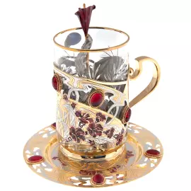 Чайный набор "Орхидеи" с рубинами, Златоуст