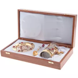 Чайный набор "Орхидеи" с рубинами, Златоуст