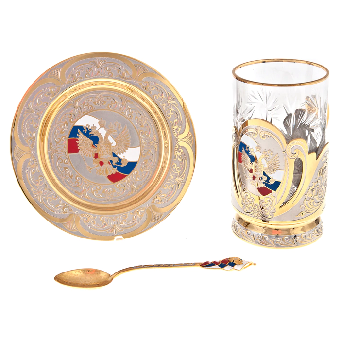 Tea set "Coat of Arms of the Russian Federation" Zlatoust