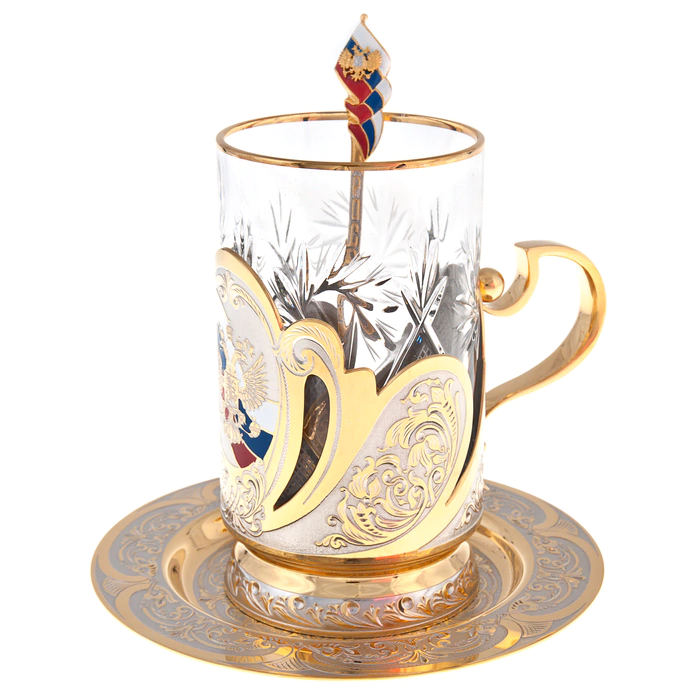 Tea set "Coat of Arms of the Russian Federation" Zlatoust