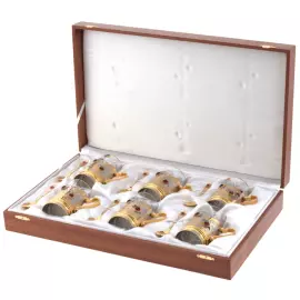 Чайный набор "Летние цветы" на 6 персон, с рубинами, Златоуст