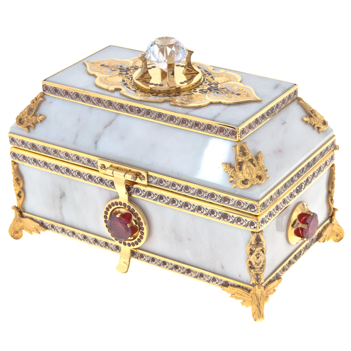 Casket "Good harvest" white marble, Zlatoust
